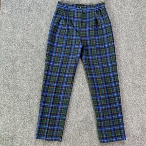 Straven Pants Women 14Tarta Plaid Wool Pleated Twill Dress England‎ Vintage
